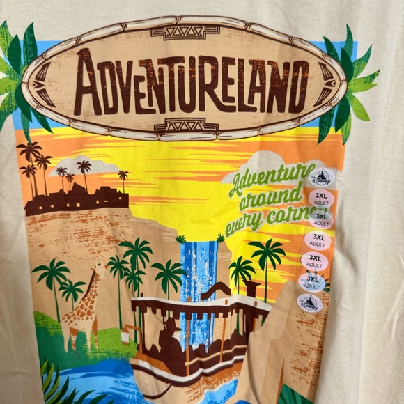 NWT. DISNEYLAND RESORT ADVENTURELAND BEIGE T-SHIRT 3XL. - Picture 5 of 13